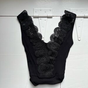 Lulu's Black Lace Detail Top